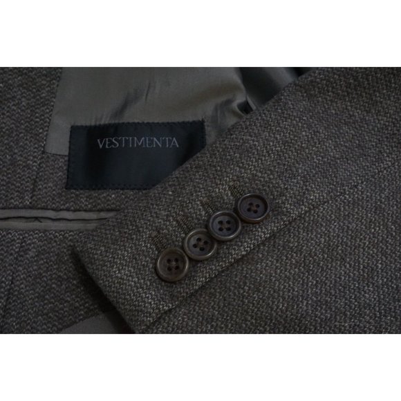 Vestimenta Fatto a mano Brown Woven Wool Blend Sport Coat Jacket Sz 50EU 40R US